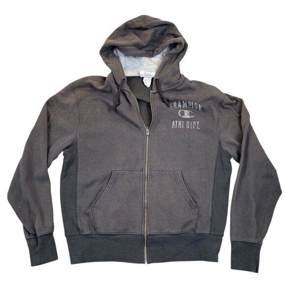 Champion Mens Hoodie Sweatshirt Medium Full Zip Activewear Classic Pockets Gray - Picture 1 of 11